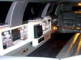 interior of the limousine with TV